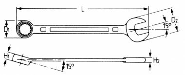 Комбинированный рожковый и накидной ключ, 24 мм HEYCO HE-50810024080