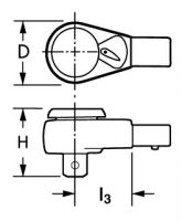 Насадка-трещотка 1/2" с реверсом, посадка 14x18 мм, для динамометрического ключа HE-50895100080