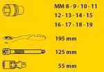 Набор торцовых головок, 225 x 115 x 40 мм (15 предметов) HEYCO HE-50843301583