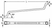 Двусторонний накидной гаечный ключ, с глубоким изгибом, 10 x 11 мм HEYCO HE-50805101180